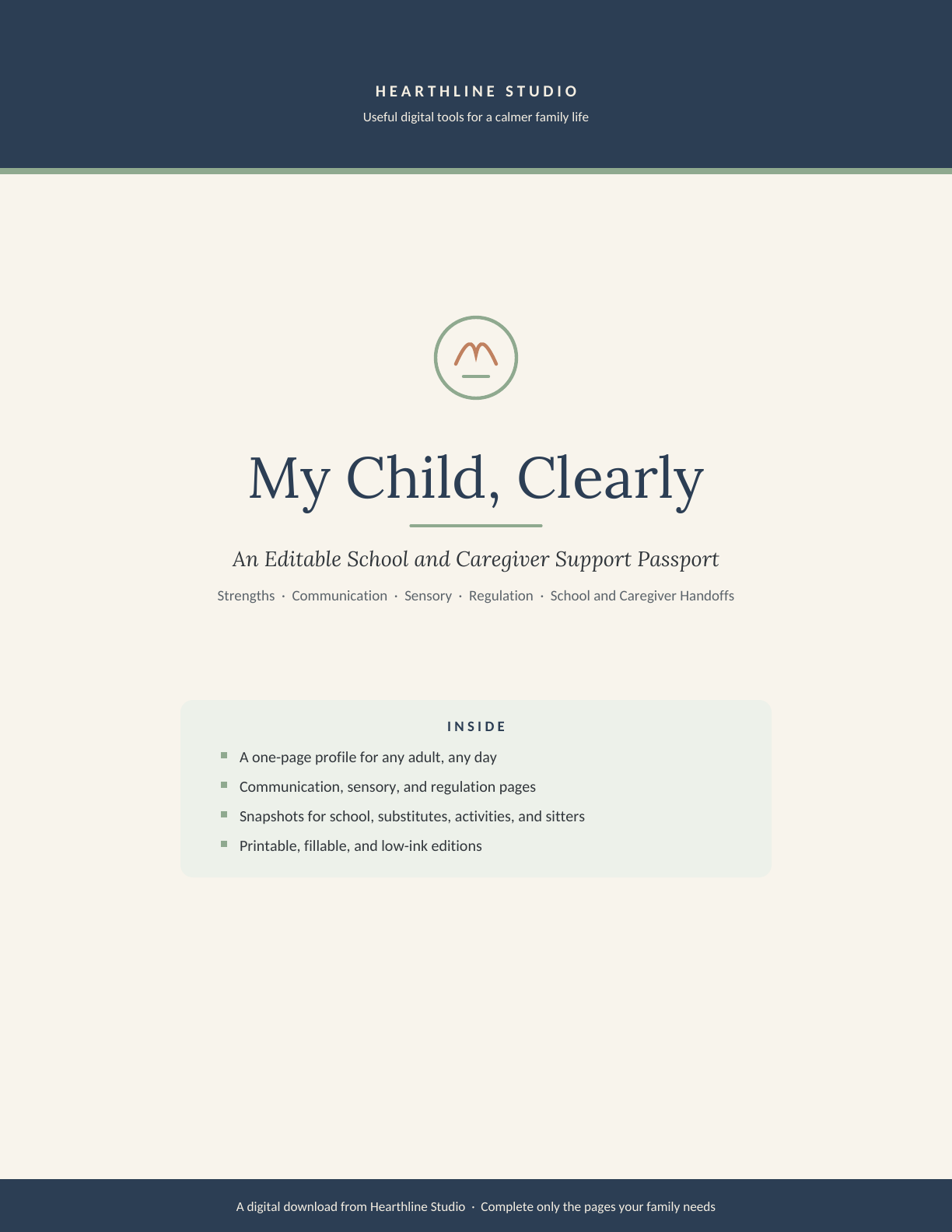 My Child, Clearly editable school and caregiver support passport cover